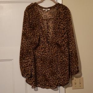 Cheetah Print Long Sleeve Blouse